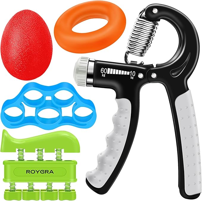 roygra Grip Strength Trainer (5 Pack), Forearm Strengthener, Hand Strengthening Devices, Hand Exercisers for Strength, Finger Strengthener, Wrist Exerciser, Baseball Climbing Calisthenics Basketball