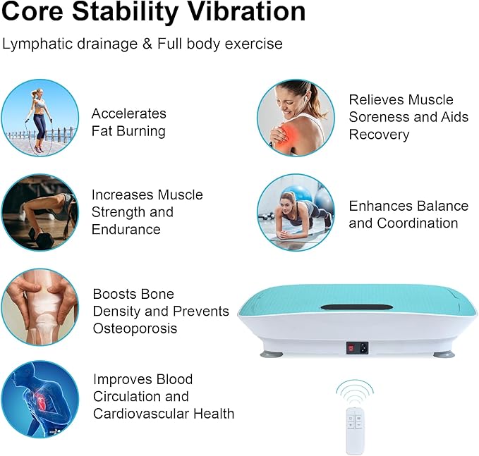 Vibration Platform Machine, 10 Frequency Settings Silent Motor Blue Shaking Fitness Equipment for Unisex Weight Loss and Home Use
