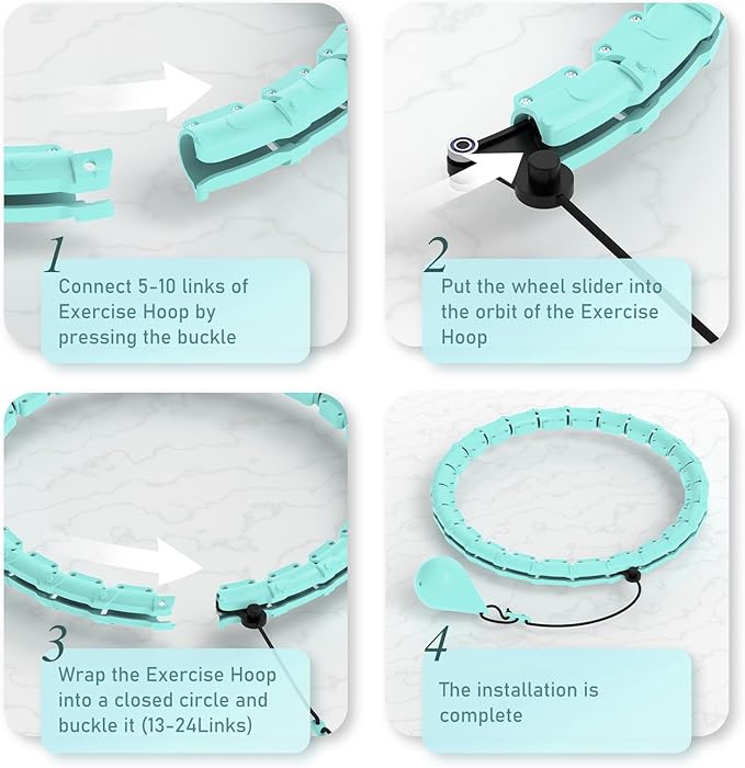 JKSHMYT Weighted Hula Circle Hoops for Adults Weight Loss, Infinity Fitness Hoop Plus Size 47 Inch, 24 Detachable Links, Exercise Hoop Suitable for Women and Beginners