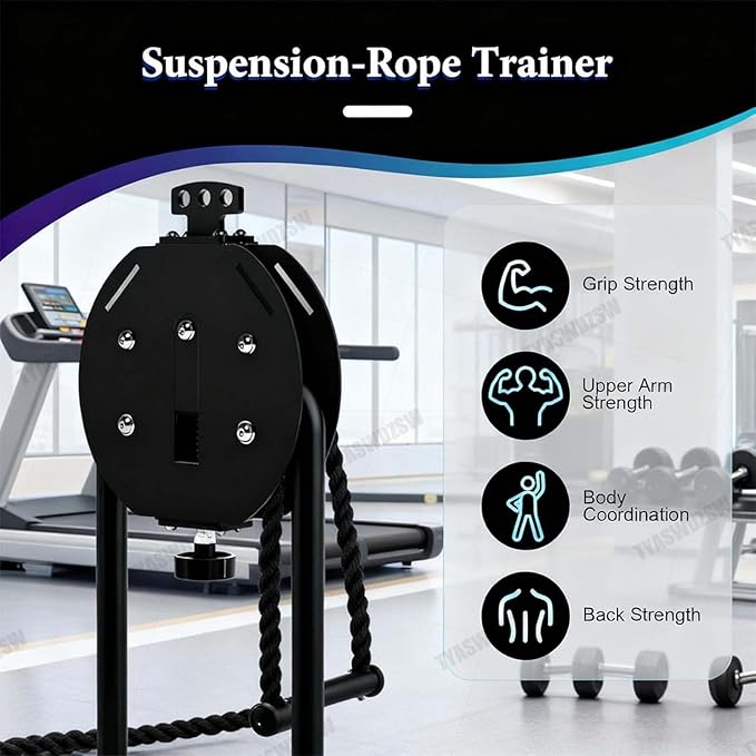 Suspended Endless Rope Pulley for Home Gym - (0-30kg) Adjustable Resistance Trainer Machine, Lightweight (7.6kg) 330lb Load Capacity for Full Body Workout, Grip,Back Training for Arms