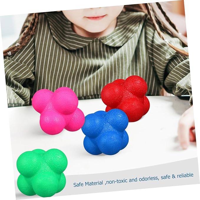 Mikinona 6 Pcs Hexagonal Reaction Balls Fitness Reflex Training for Agility Hand Eye Coordination Sports Exercises with Elasticity and Lightweight Portable Design
