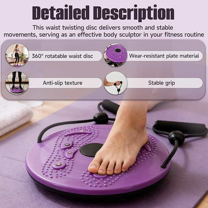 Waist Sculptor, 2026 Upgraded Waist Twister Machine - Adjustable 360° Rotation Twist Waist Machine with Ab Board for Core, Waist, Hip & Leg Workout, Home Pilates Core Trainer