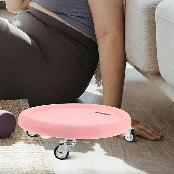 GLEAVI Ab Roller Wheel and Foot Sliders for Core Exercise, Pink Abdominal Roller with Silent Glide Board and Knee Pad, Fitness Disc for Home Workout and Belly Muscle Training