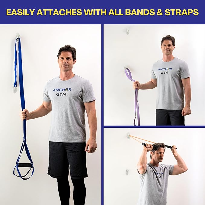 Anchor Gym Mini H1 (Set of 3) - Resistance Band Wall Anchors for Home Workouts | Wall Mount Anchor for Resistance Bands, Stretch Straps & Suspension Trainers