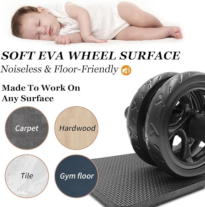 Ab roller wheel with knee pad for abdominal exercise core workout weight loss no noise easy to assembling light weight perfect home gym equipment for men & women