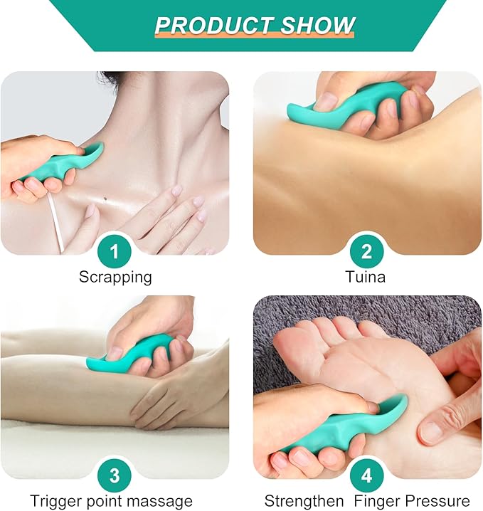 Massage Tool Set, Trigger Point Massage Tool Kit with Thumb Saver, Deep Tissue Manual Back Massager, Pressure Point & Muscle Knot Remover for Neck, Back, Shoulders, Legs