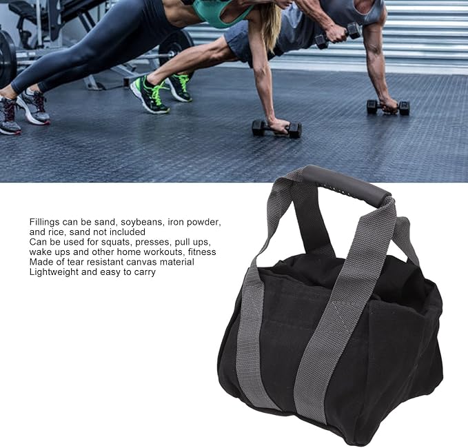 Canvas Workout Sandbag, Ergonomic Handle Adjustable Yoga Sandbag Adjustable Kettlebell Kettlebell Handle Sandbag Portable Bag for Home Training, Yoga, Fitness