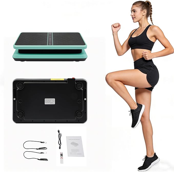 Vibration Plate Exercise Machine with Remote Control, 330 lbs Capacity 99 Speed Levels Vertical Vibration Platform for Full Body Workout, Green & Black