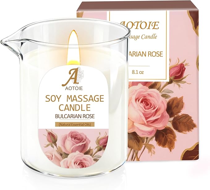Warming Massage Candle 8.1 OZ for Relaxing and Skin Moisturizing, Massage Oil Candles Scented Candles for Couples, Romantic Gift Scented Candles for Home SPA