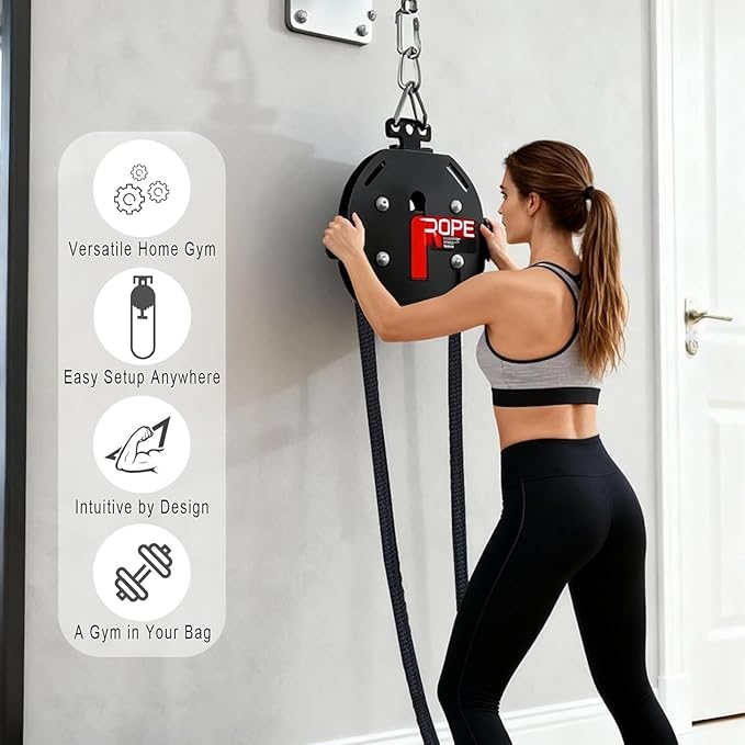 Endless Rope Trainer,Portable Cable Pulley System, Pulley Rope Climbing Machine with Adjustable Resistance, Ideal for Home Gym Enthusiasts Beginners, Rehabilitation Patients