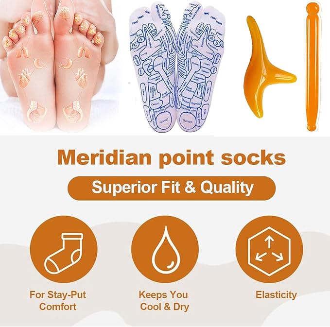 Reflexology Socks Set,Reflexology Socks with Massage Tool,Foot Relief and Acupressure Reflexology Foot Massage Socks, White