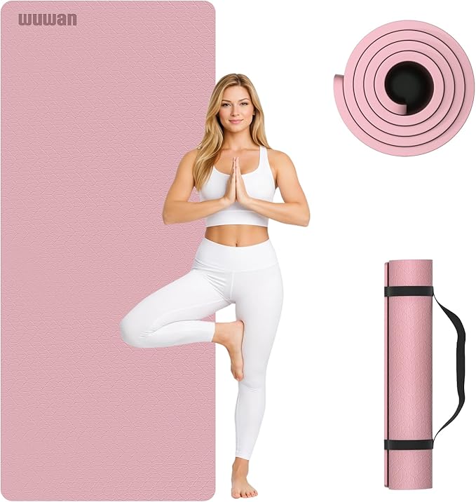 10 mm Yoga Mat 72"x26" TPE Non-Slip Exercise Mat 0.4" Thick, Easy-to-Carry Fitness Mat for Yoga, Pilates & Workout, Professional Mat, Made with Recyclable Material, Durable, Easy to Clean