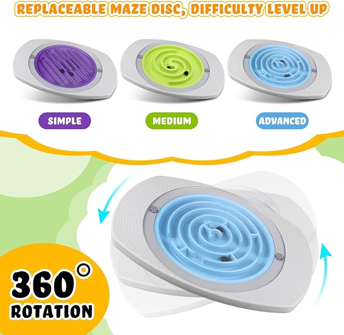 Maze Balance Board for Kids, 3 Replaceable Labyrinth Boards with 2 Balls, 20 Inch Plastic Toddler Wobble Board Rocker for Sensory Training, Non-slip Pedals, Max Load 130 Lbs