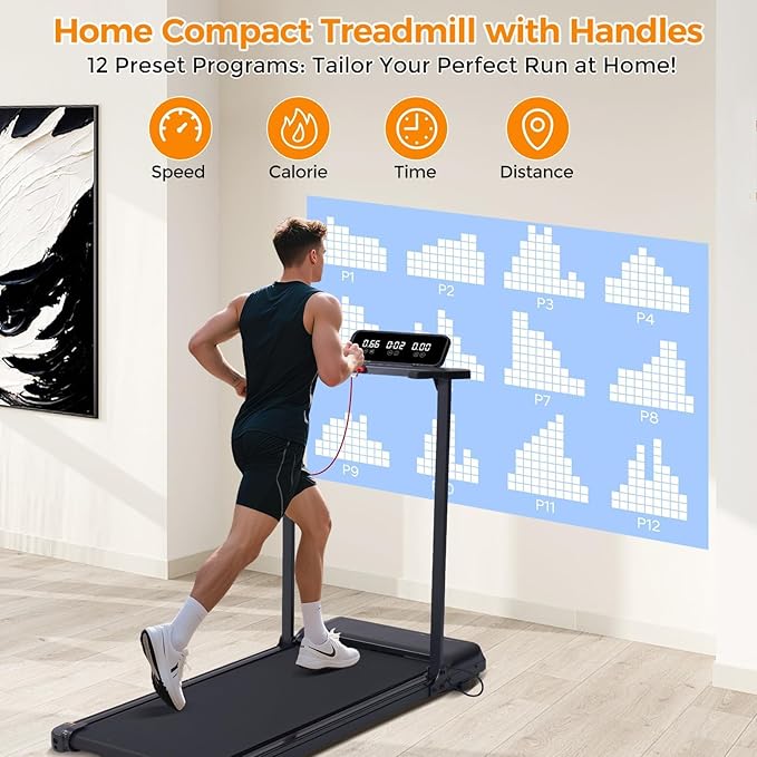 Walking Pad Treadmill with Handle Bar, 3.5HP Electric Treadmill with Handles for Home Small, 2026 Upgrade Walking Pad Treadmill with Handle Bar and Big Screen, 0.6-10.0MPH, 400LBS