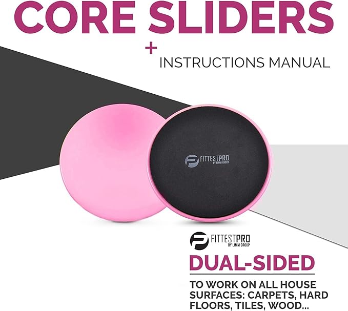 Limm Core Sliders for Working Out - Exercise Sliders Fitness, Stability, Ab, Legs & Full Body (Set of 2) - Bonus Carry Bag & Workout Ebook - Gym Gliding Disc Pads for Hardwood, Carpet & More