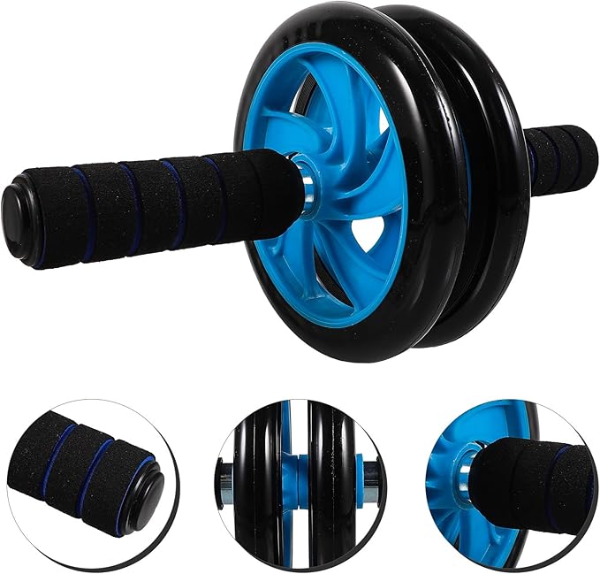 Abdominal Exercise Wheel for Fitness, Two-wheel Ab Roller with Non-slip Handles, Indoor Core Training Roller for Men and Women, Quiet Workout Equipment for Abdominal Strength