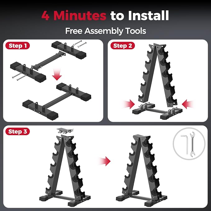 Dumbbell Rack Stand Only, Weight Rack for Dumbbells Compact A-Frame Home Gym Space Saver, 480 LBS Weight Capacity