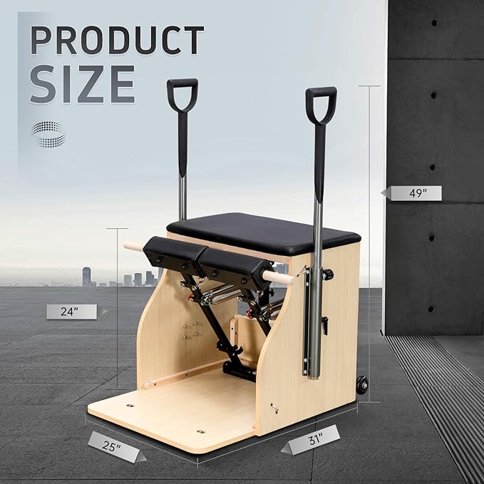 Pilates Chair, Split-Pedal Stability Combo Chair with Handles,Pilates Reformer Machine,Pilates Equipment for Home Or Studio Use
