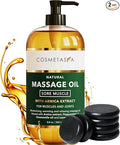 Cosmetasa Sore Muscle Massage Oil for Massage Therapy – Arnica, Chamomile & Lavender Oil for Muscle & Joint Ease – Non-Greasy Formula with Heated Basalt Stones – Relaxation & Recovery – 8.8 Oz