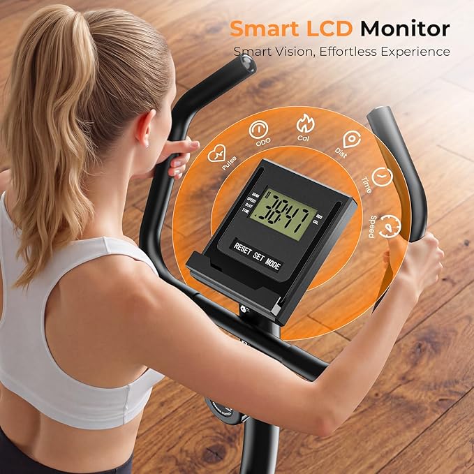 Exercise Bike Stationary Bikes for Home Adjustable Indoor Cycling Bike Magnetic Resistance Workout Bike Exercise Machine with Multi-Function Comfortable Seat, LCD Monitor, 264LBS Black