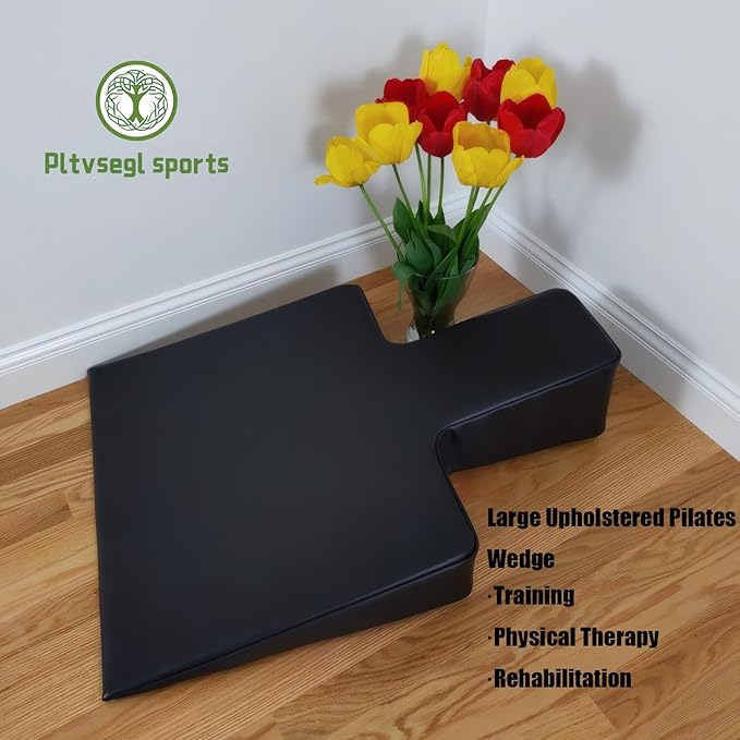 Pilates Wedge, Large Upholstered Wedge for Pilates Refromer, Build Strength and Stability, Pilates Equipment for Home and Studio Use,Black