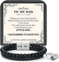 LUXEJEW Gifts for Men - Beaded Leather Bracelet 6mm Matte Agate Stone Bracelets for Men Dad Son Husband Boyfriend Grandpa Grandson Brother Uncle Nephew Adjustable Magnetic Clasp