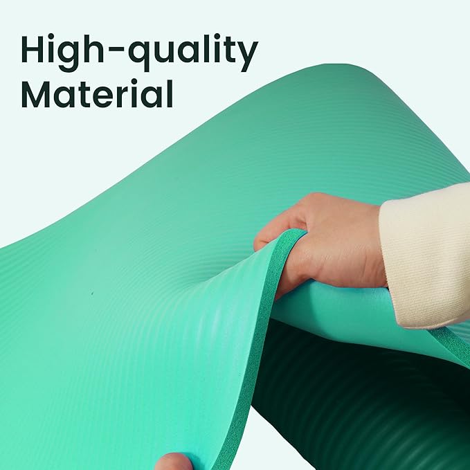 Fitvids Yoga Mat, 1/2-Inch Extra Thick High Density Exercise Mat, Anti-Tear Exercise Yoga Mat with Carrying Strap, Suitable for Various Yoga Exercises