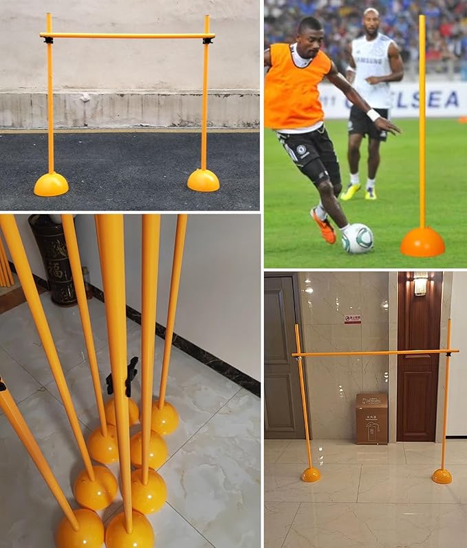 Agility Hurdles Soccer Training Agility Poles, Multi-Function Athletic Speed Hurdles for Athlete/Coach, Portable Sports Team Agility Obstacles Pole, Easy to Install(1