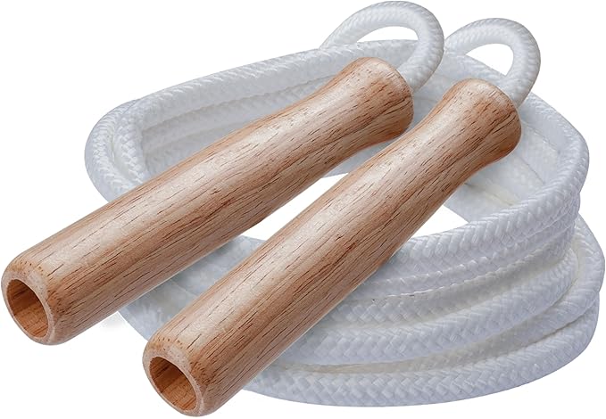 Champion Sports Wood Handle Jump Ropes – Durable Nylon or Leather Bearings - Skipping Rope, Fitness, Cardio Training, Agility, and Exercise Workouts