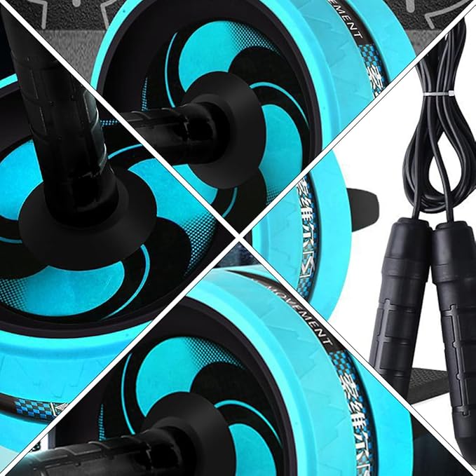 Cabilock Silent Ab Roller Wheel with Knee Pad and Jump Rope, Exercise Roller Wheel for Abdominal Workout, Fitness Equipment Set for Indoor Core Strength Training
