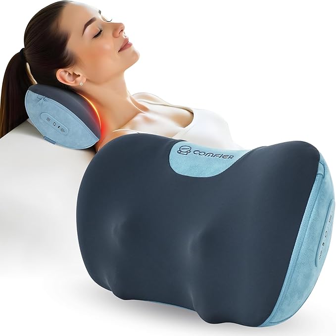 COMFIER Shiatsu Neck and Back Massager with Heat, Neck Massager Pillow with 3D Kneading Deep Tissue, Cordless & Portable, Soothes Muscle Tension at Home, Office, Travel,Ideal for Men & Women