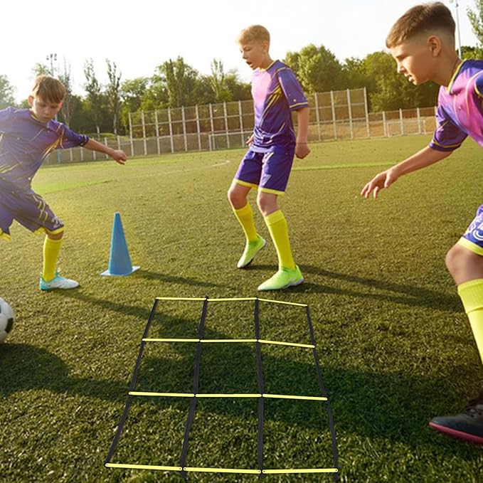 GLEAVI Multifunctional Football Agility Ladder Rope Ladder for Sports Training Foldable Yellow Speed and Footwork for Soccer Agility Drills and Fitness Exercises