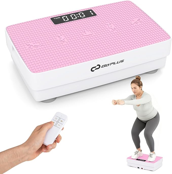Goplus Vibration Plate Exercise Machine, Vibrating Platform for Lymphatic Drainage w/Remote, LED Display, Home Workout Full Body Shake Board for Weight Loss