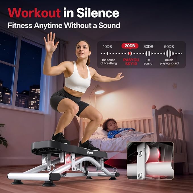 PASYOU Balance Board for Adults, Rock Stepper for Exercise at Home, Simulate Ski Machine with Resistance Band & LCD Display, 330lbs Weight Capacity, Ski Balance Trainer for Full Body