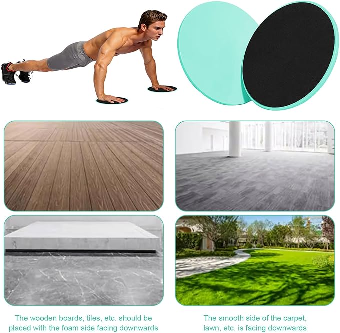 17.5cm/6.89In Round Core Sliders for Working Out,Set of 4 Exercise Core Pilates Sliders,Floor Foot Slider for Exercise 2 Color