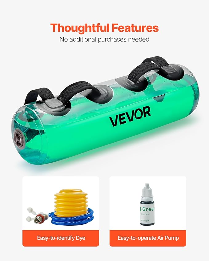VEVOR Water Weights Aqua Bag, Large Aqua Bags for Workout, Adjustable Portable Stability Fitness & Full Body Exercise Equipment, for Strength Core and Balance Training, Home Gym Exercise, Clear
