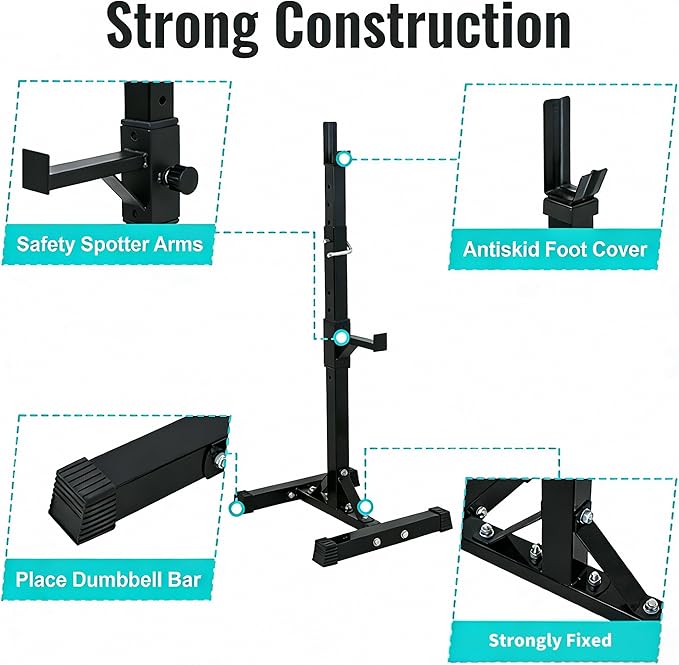 ZENY Adjustable Squat Barbell Rack Stand, Bench Press Rack for Home Gym Strength Training, Max Load 550LB