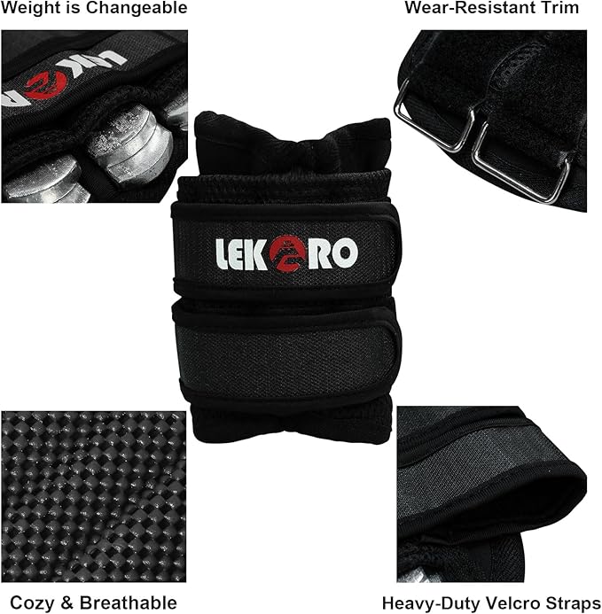 Ankle Weights Wrist Weights for Men Women, 1 Pair Adjustable Removable Steel Weighted Plates Arm Leg Weights for Walking Running Pilates, Fitness Weights