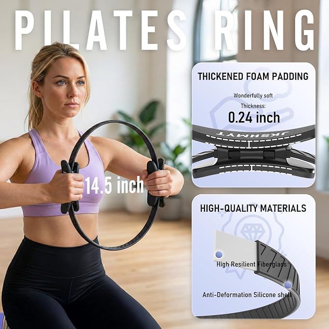 Pilates Ring Kit for Women, Pilates Equipment – 14.5" Home Magic Circle Workout with Pilates Ball, Resistance Bands, Better me Pilates Essentials Starter Set for Beginners Toning Shape Full Body