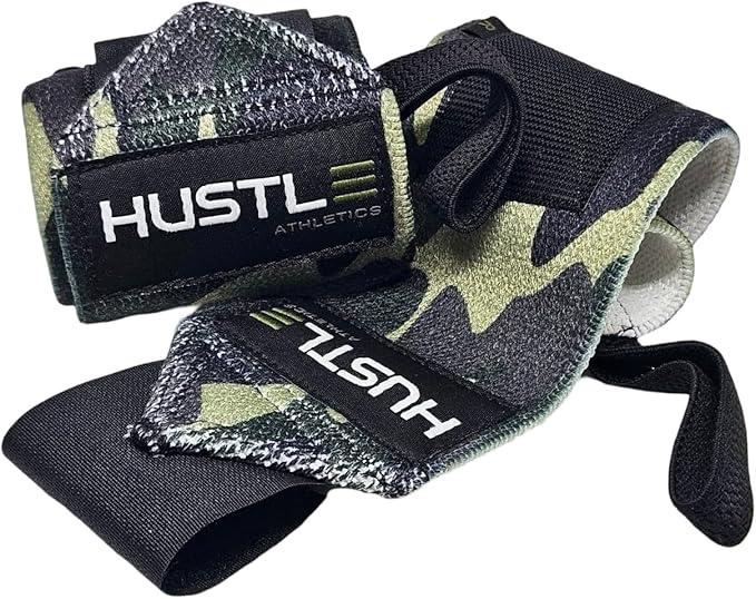 Hustle Athletics Wrist Wraps for Weightlifting - 18" & 12" Premium Wrist Support Weight Lifting Wraps to Lift Heavier & Train Harder - Heavy Duty Powerlifting & Bench Press Gym Straps for Men & Women