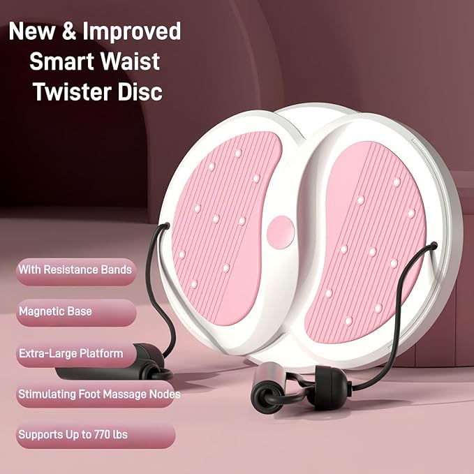 Waist Twister Disc Board, Ab Twist Board with 770 lbs Weight Capacity, with 18 Magnets for Foot Massage, Noiseless Home Gym Equipment for Women Men