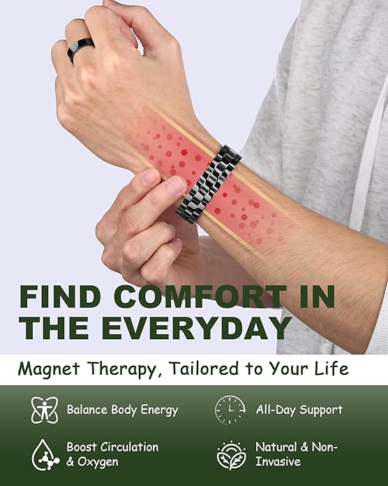 MagEnergy Mens Copper Magnetic Bracelets, 99.9% Pure Copper Bracelet with Double-Row Strength Magnets, Adjustable Jewelry with Sizing Tool