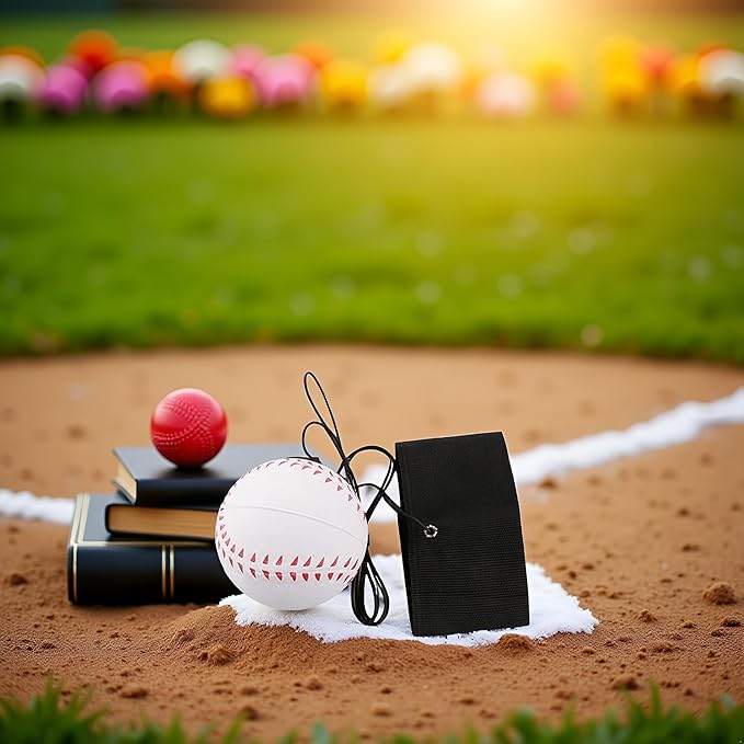 White Wrist Return Ball, 2.36 Inch Sports Wrist Balls on a String, Rubber Rebound Bouncy Wristband Balls on Elastic String Sports Reaction for Wrist Exercise or Play Ball Pit (Baseball)