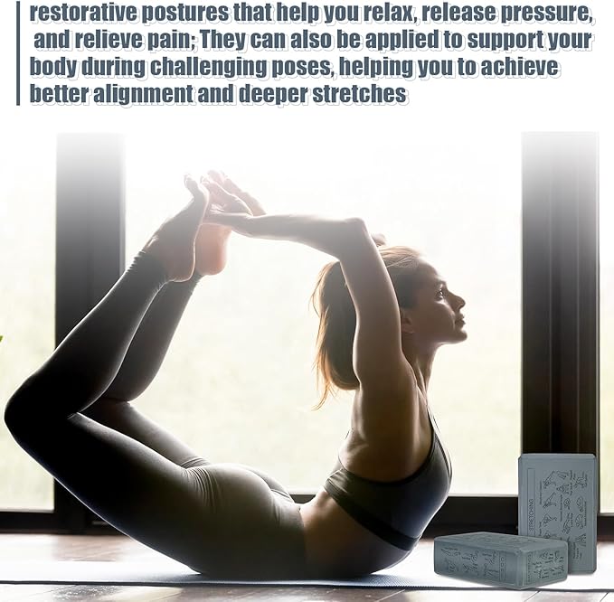 Cork Yoga Blocks 2 Pack Yoga Poses Teaching Cork Blocks, Suitable Poses for Beginners and Experts High Density Block with Non Slip Surface for Better Support, Balance Comfort