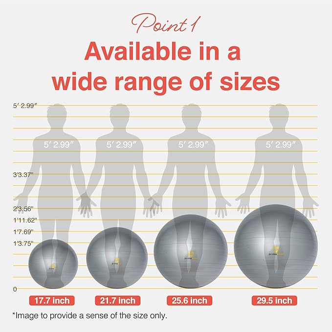 Primasole Exercise Ball for Balance Stability Fitness Workout Yoga Pilates at Home Office & Gym Birthing Ball for Pregnancy, Office Ball Chair