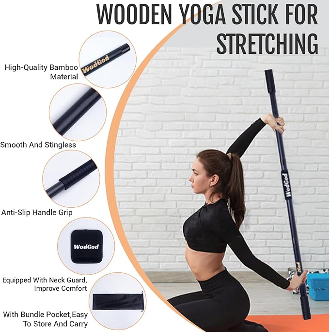 Wooden Yoga Stick,5 Ft Mobility Stick,Adjustable Stretching Stick,Portable Splicable Exercise Stick,Exercise Pole For Balance,Flexibility And Mobility,Stretch Stick,Stick Mobility Training Stick