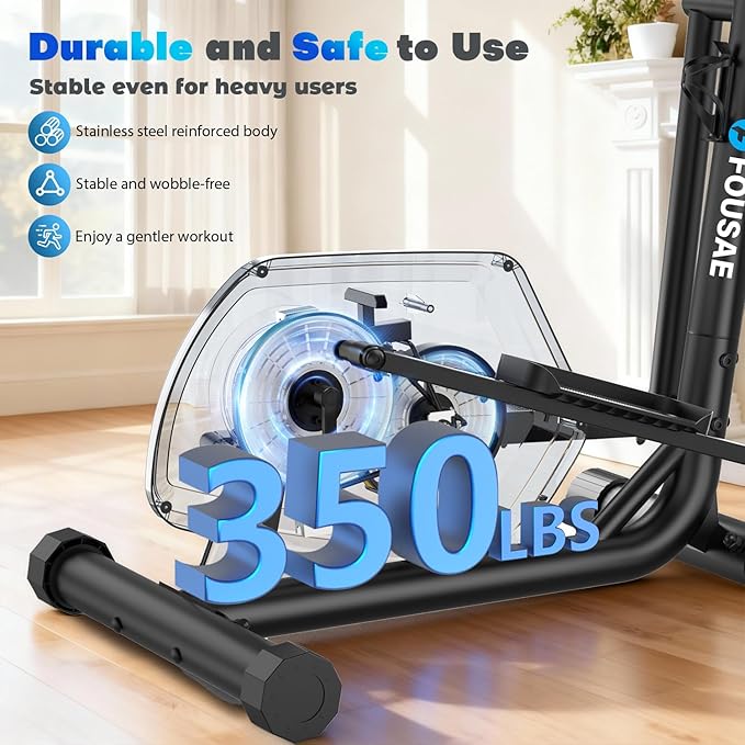 Elliptical Exercise Machine for Home, 16-Level Magnetic Resistance Elliptical Trainer with Hyper-Quiet Drive, 15.5IN AStride, LCD Monitor & App Support, 350LBS Weight Capacity