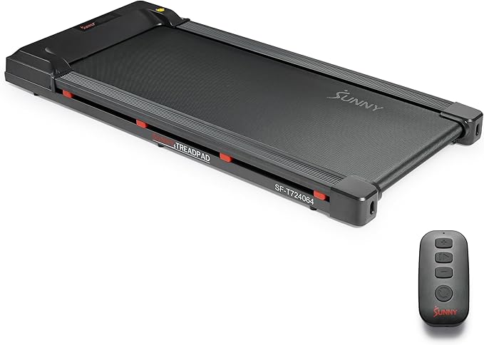 Sunny Health & Fitness Wi-Fi Smart Treadmill Walking Pad with Shock Absorption Cushioning, Home Fitness Cardio Equipment with SunnyFit App Access - Compact Foldable, Auto Incline, Under Desk Optional