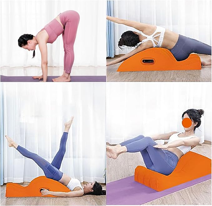 Inflatable Yoga Sofa – Pilates Recliner, Flocking Lounge, Portable Air Cushion | Streamlined Curved Support, Quick Inflation Comfort for Home Workout, Meditation, Relaxation Sessions