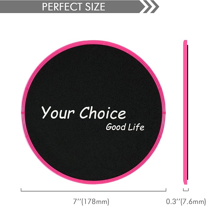 Your Choice Core Sliders - Dual Sided Exercise Gliding Discs for Carpet & Hardwood, 7" Workout Sliders